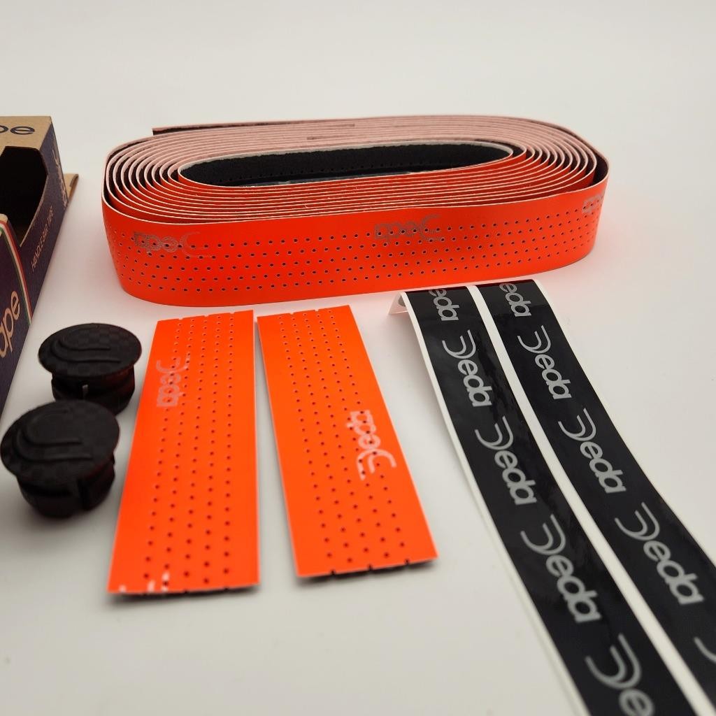Deda Elementi Fluo Ribbon Bicycle Handlebar Fluo Orange Tape W/ Plugs OPEN