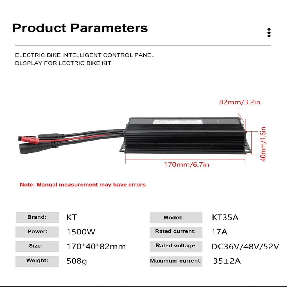 E-bike 36V 48V 52V Brushless KT 35A Sine Wave Controller WP/SM For 1500W Motor