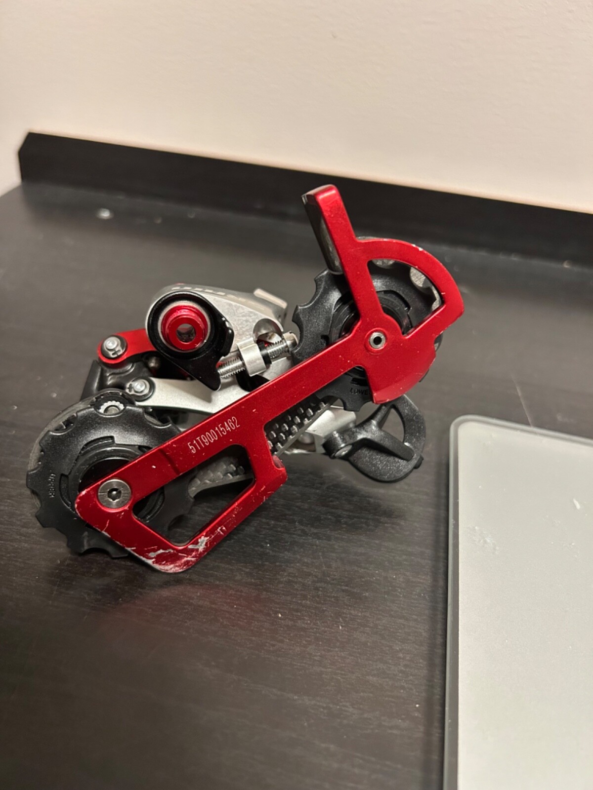 Sram X-0 9s Rear Derailleur Medium Carbon Cage Black/Silver/Red