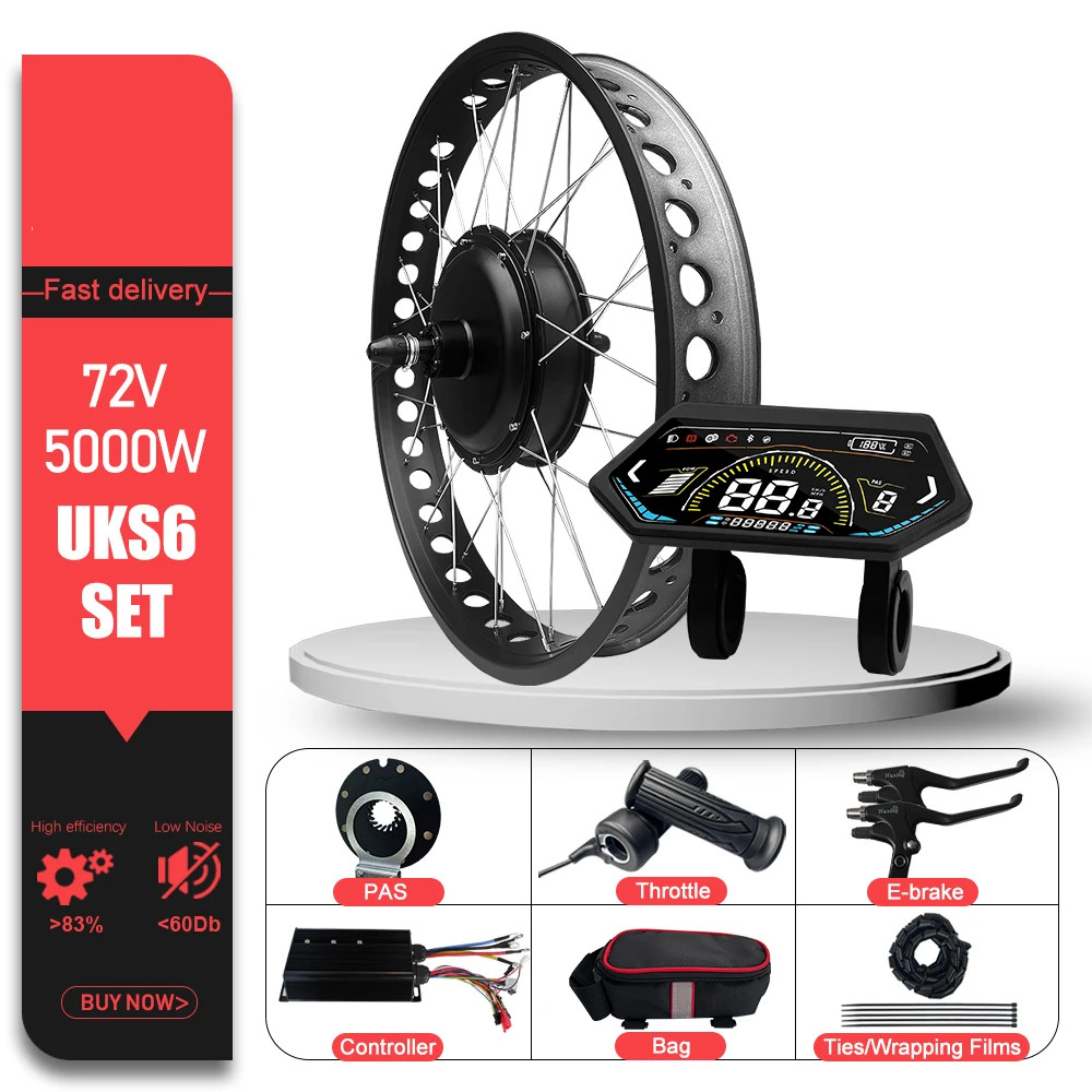 72V 5000W Electric Fat Bike Kit 4.0 Tyre Rear Hub Motor Wheel Dropout 170mm