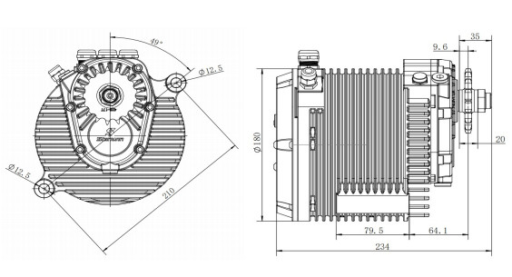 Shinwin MG160-A 72V 12KW 1:2.5 Gear Reduction mid drive motor kit(ND72850)