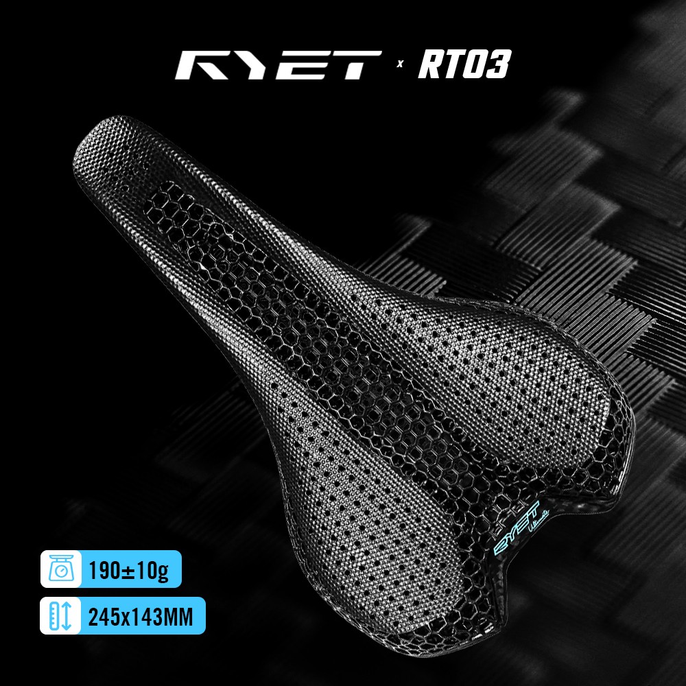 3D Printed Bike Road MTB Saddle Ultralight Full Carbon Fiber Rails Hollow Relief