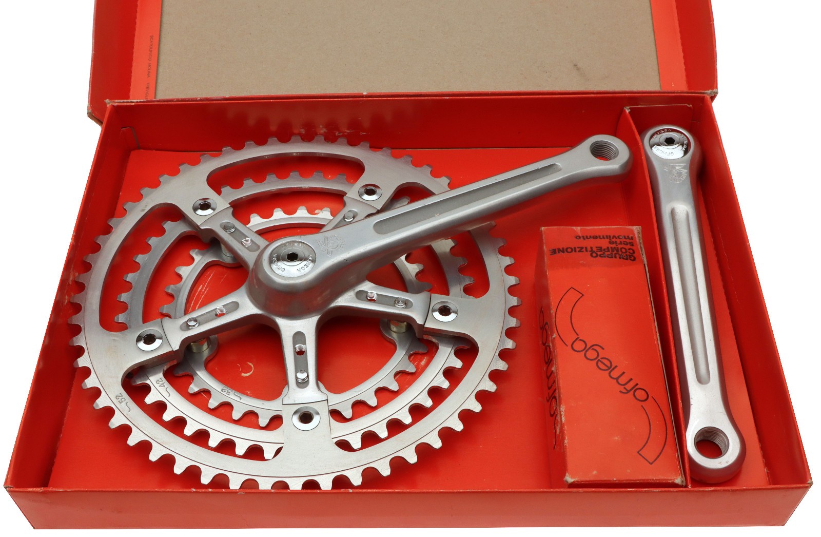 Ofmega Competitzione Crankset 170mm 52/42/32 6SPD Silver with BB NOS NEW Vintage
