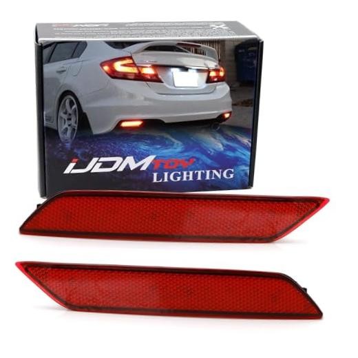 60-SMD LED Bumper Reflector Lights Compatible with Honda Red Lens 2013-2015