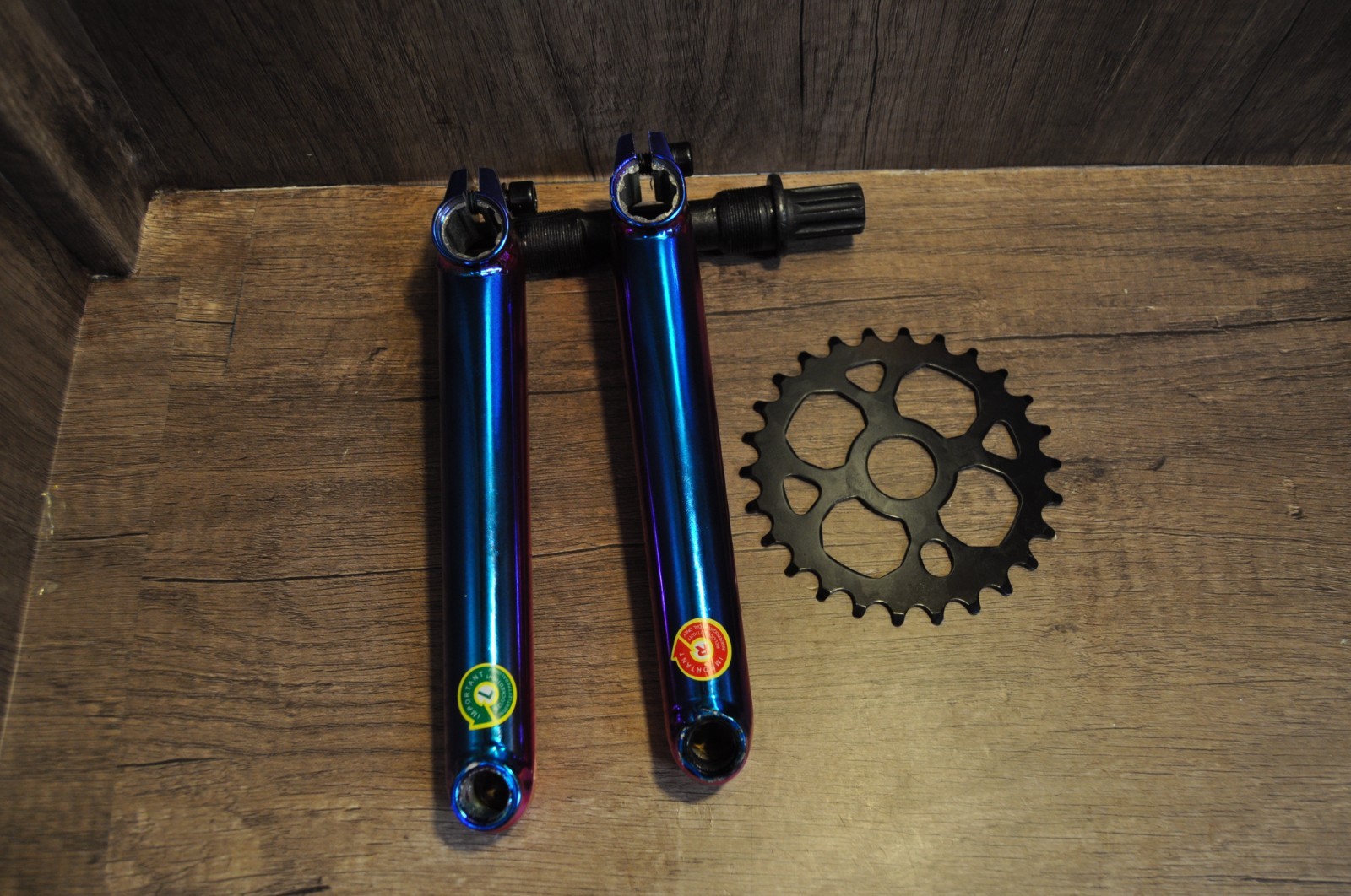 3-Piece BMX Crankset 175mm American BB Set Pedal Oil Slick Fuel Jet Color