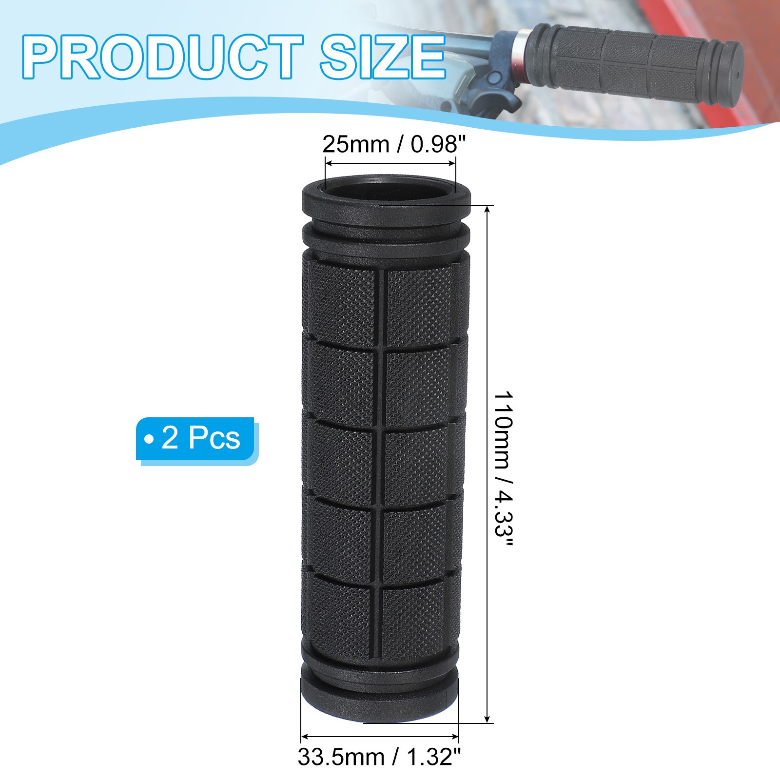 2Pcs 4.33″x0.98″ Non-Slip Bike Handlebar Grips Blue