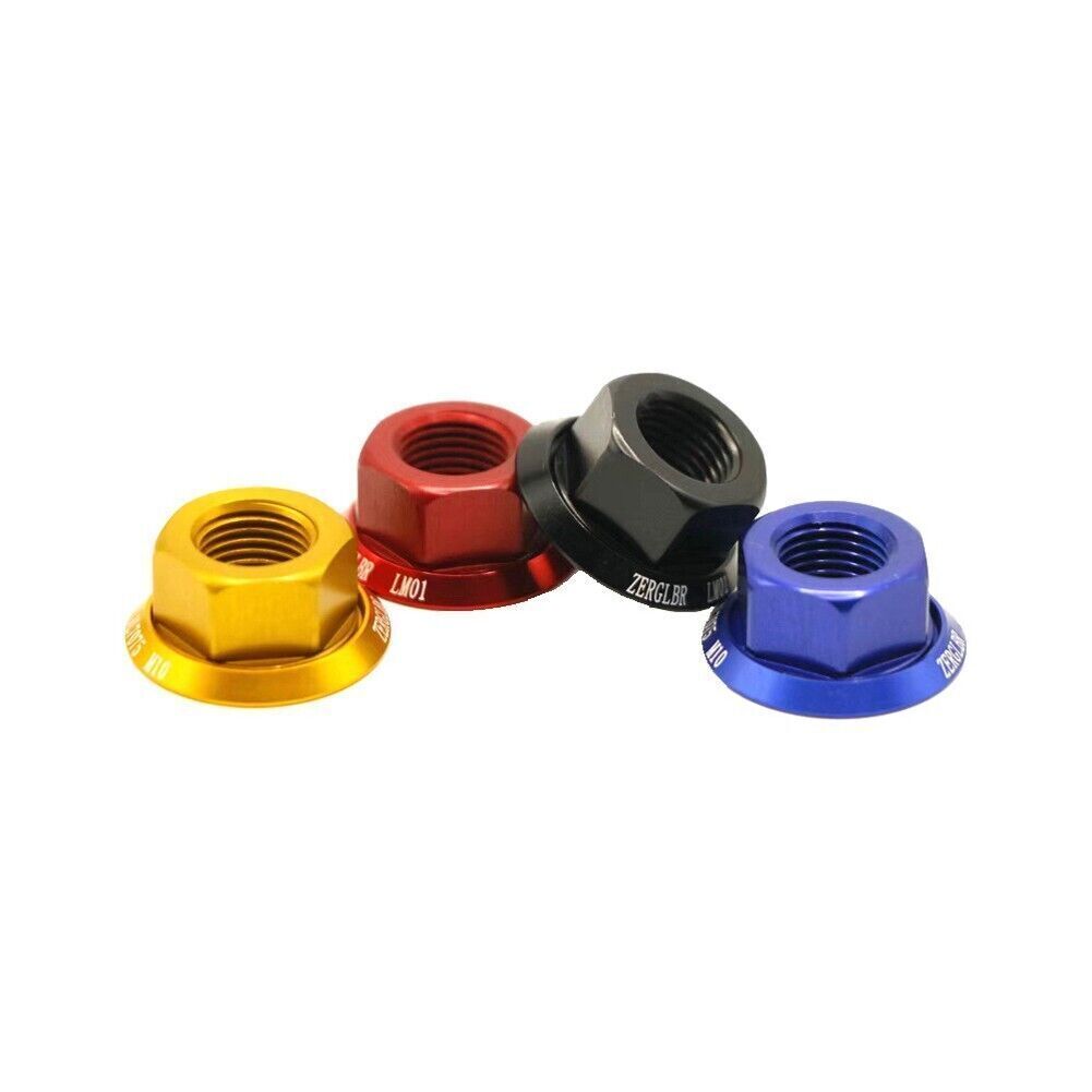 Set of 4 Bike Wheel Hub Axle Nuts Made of 7075 Aluminum Alloy M 10 Size