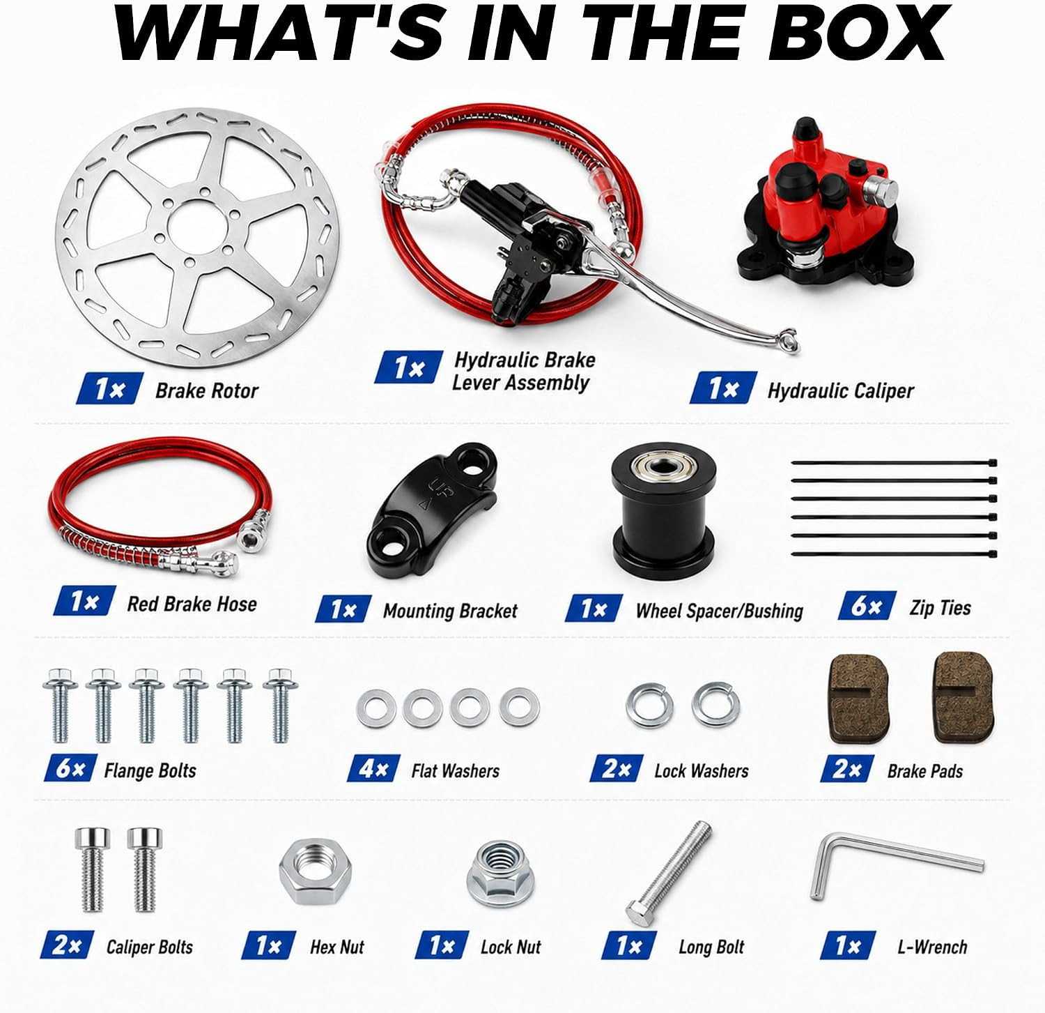 Basalt Auto Hydraulic Rear Brake Kit for Mini Bike, 180Mm Disc Rotor and Caliper