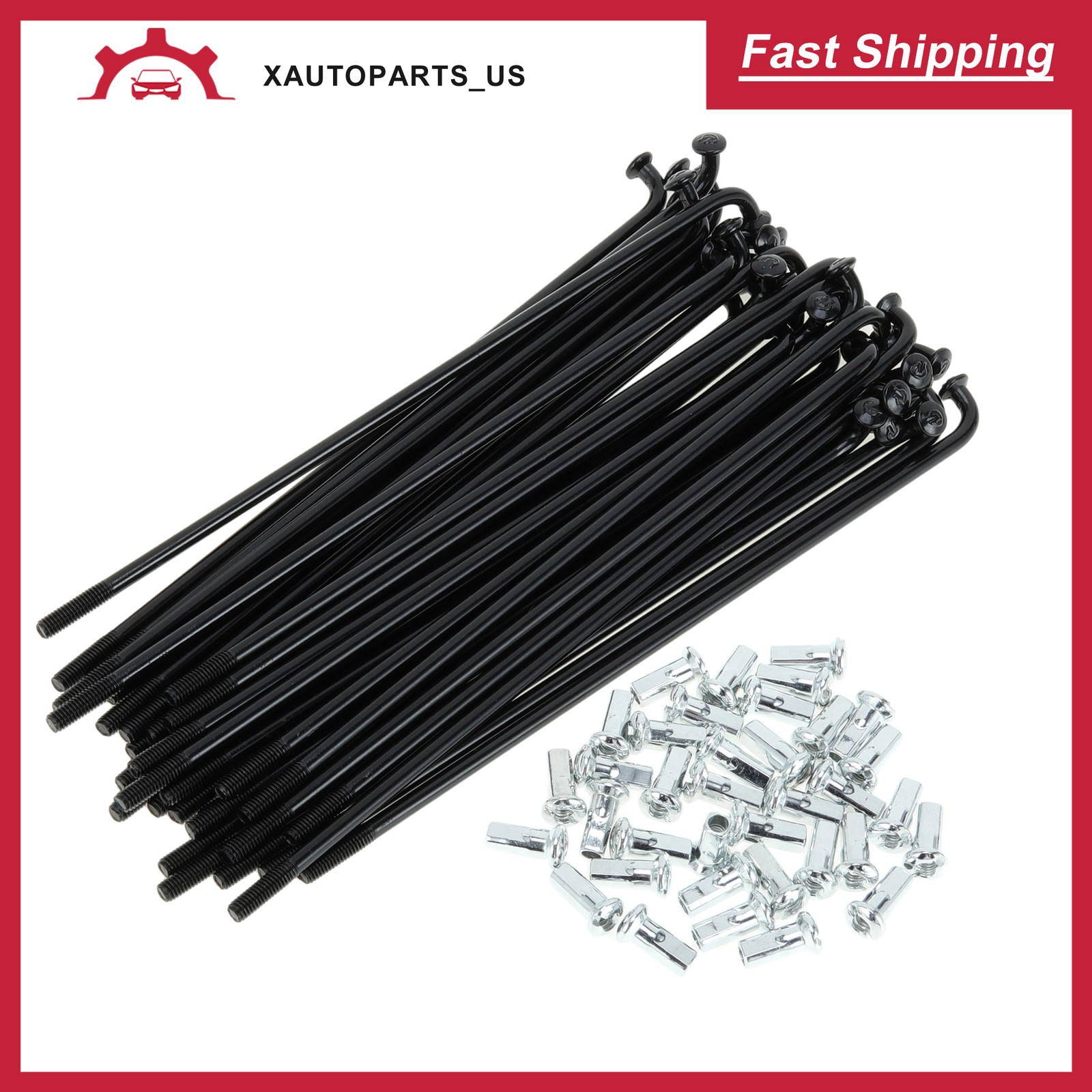 1Set 12G 119mm Length Bicycle Spokes Nipple Carbon Steel Black Universal
