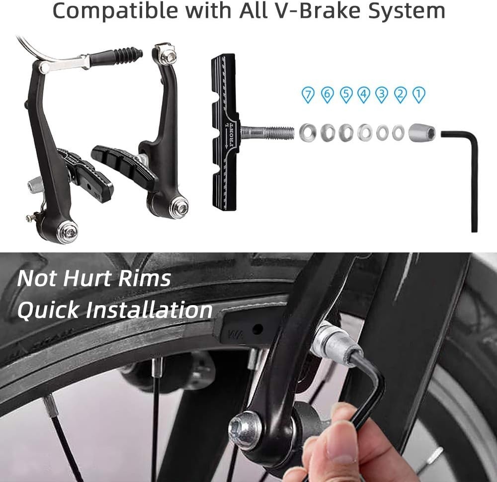 4PCS Bike Brake Pads, Professional Mountain Bicycle V-Brake Pads, Bike Brake…