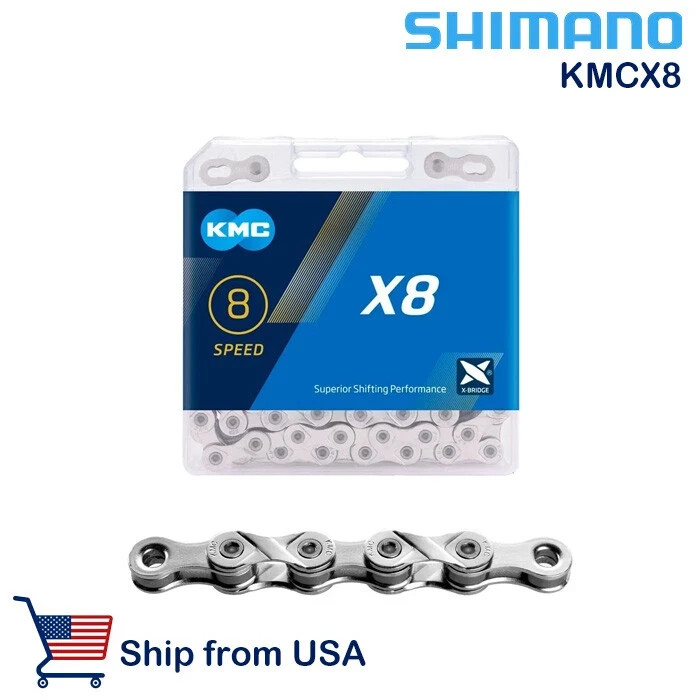 KMC 8-Speed Bike Chain 116 Links, Stretch-Proof, Fits Shimano SRAM Campagnolo