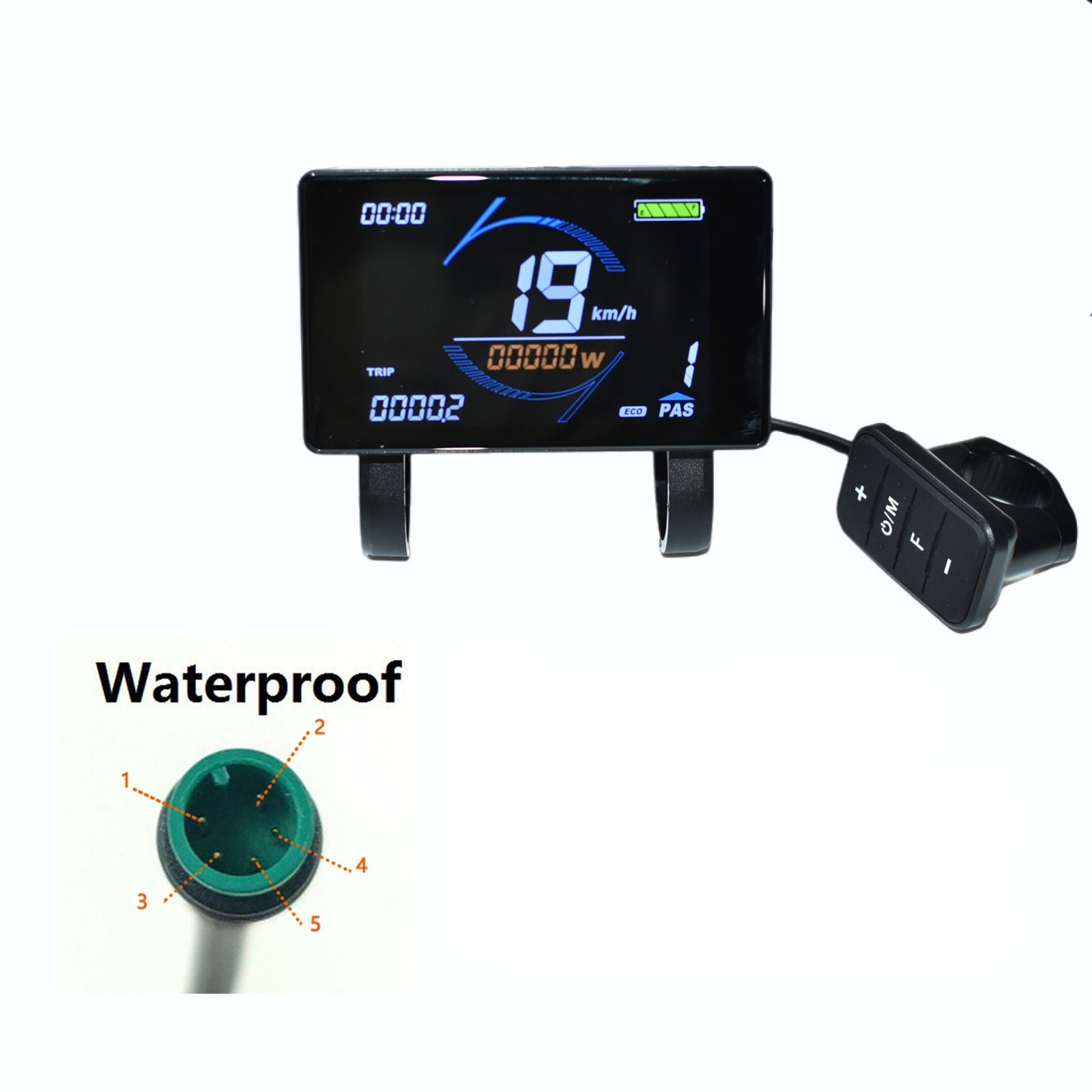E-Bike T7S Display Meter/Control Panel Electric Bicycle waterproof plug.