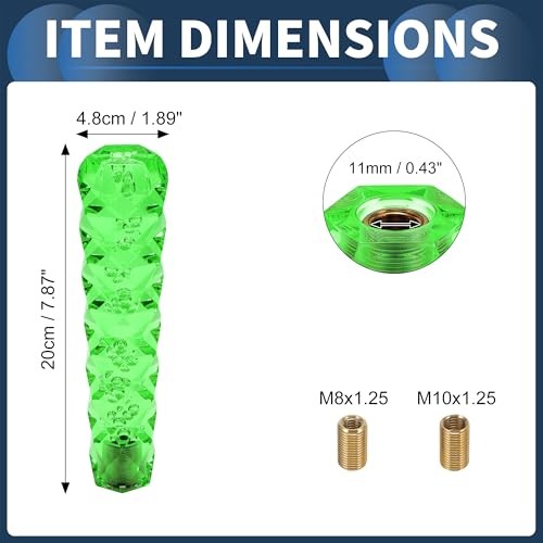 Diamond Pattern Crystal Shift Knob Universal for Automatic and 20cm Green
