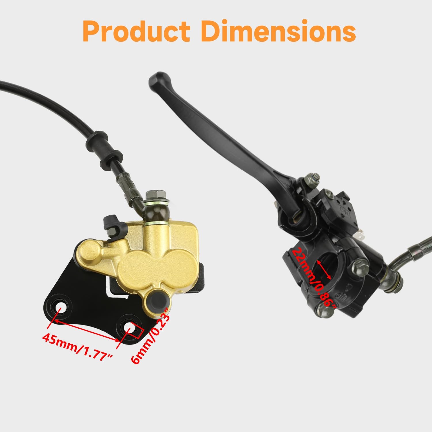 Front Disc Hydraulic Brake Master Cylinder Caliper Assembly and Pads for 50cc 70