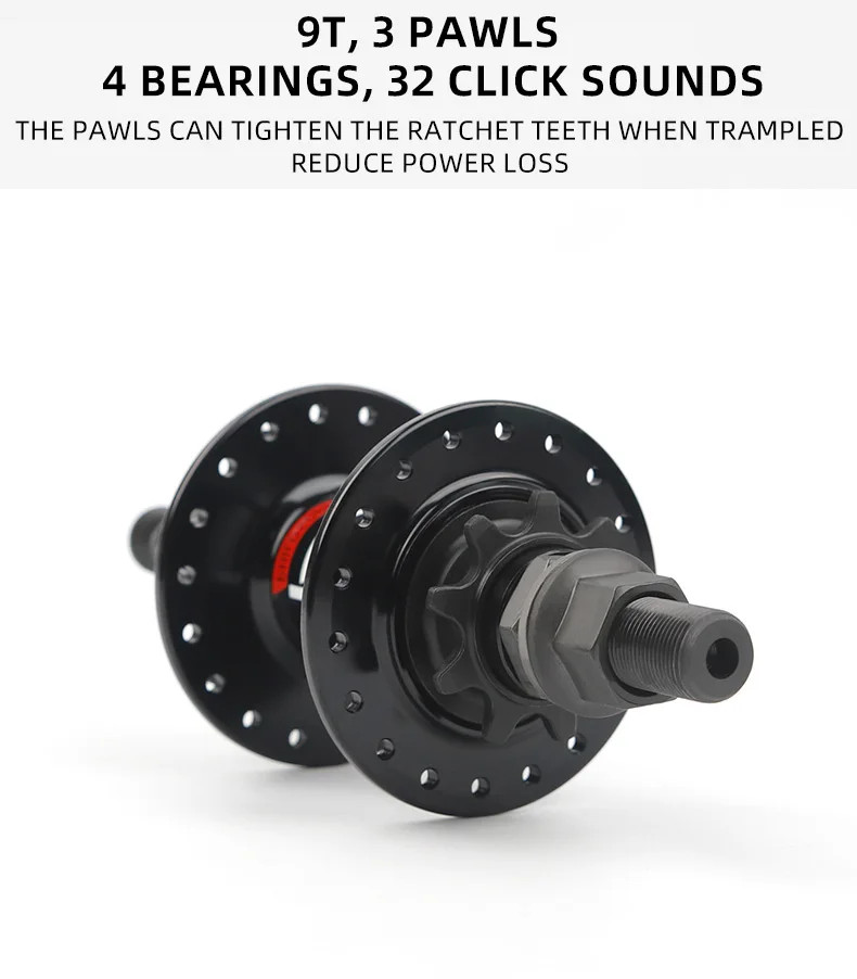 BMX Bicycle Hub 110x14mm 9T 3 Pawls 32holes Disc Brake Single Speed Rear Hub