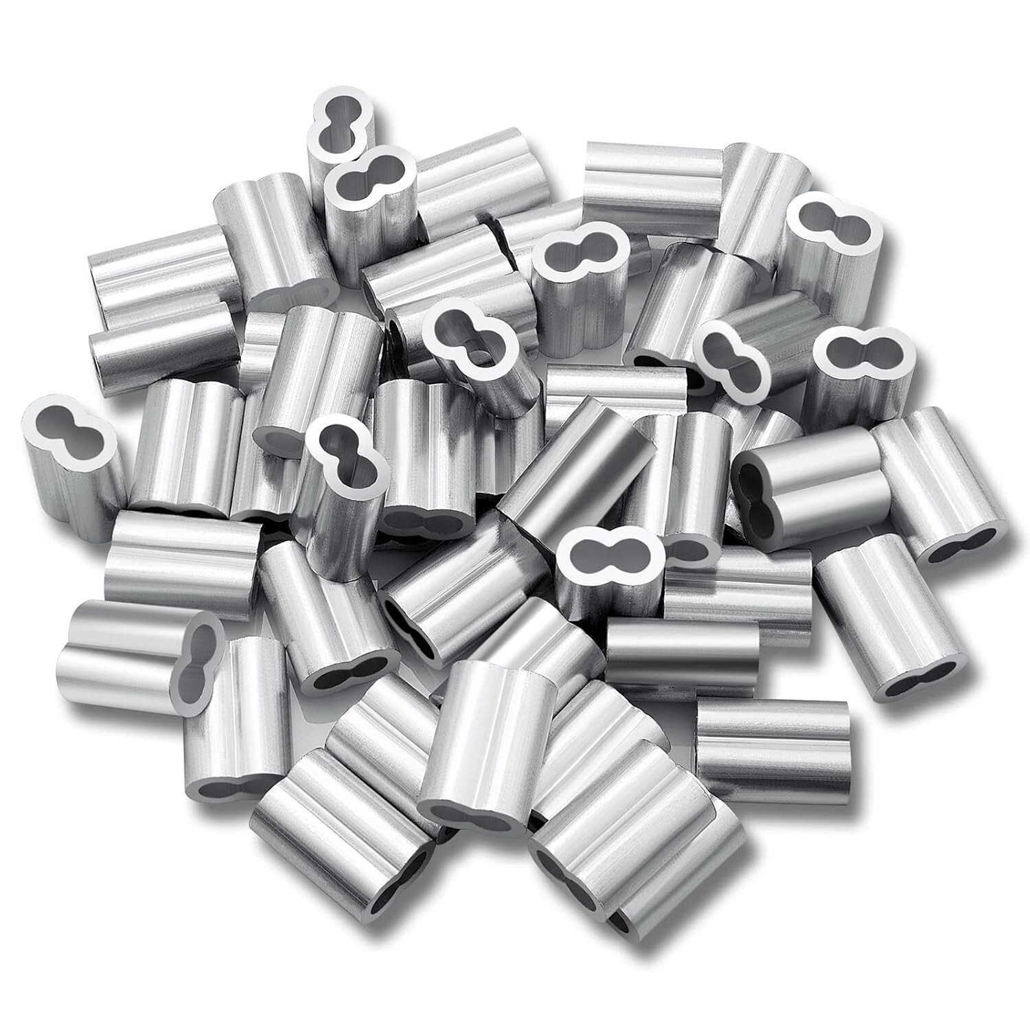 Aluminum Crimping Loop Sleeves 1/4 inch 6mm Cable Ferrule Wire Rope 30pcs