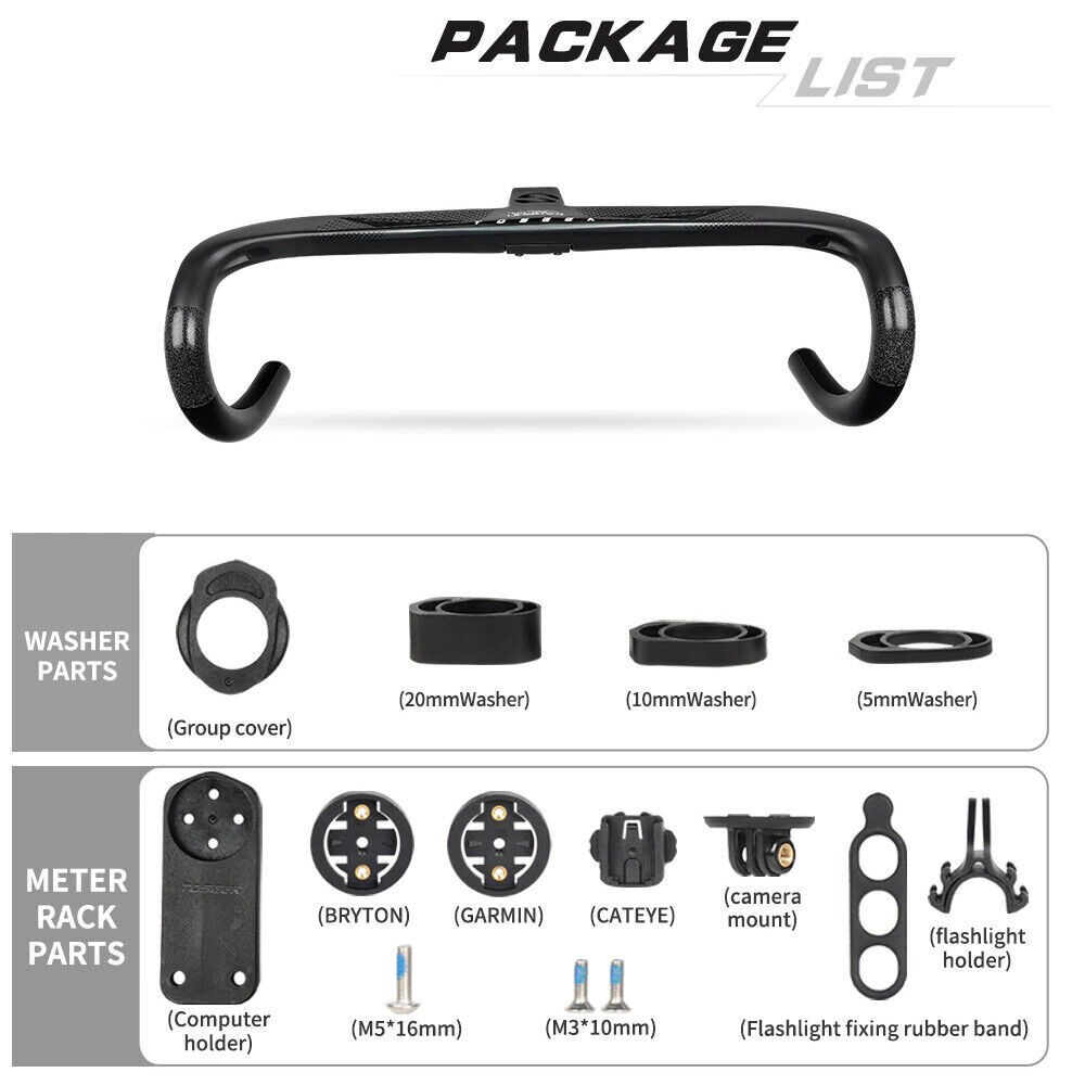 TOSEEK The One Carbon Fiber Road Bicycle Integrated Handlebar 28.6cm 440mm 120cm
