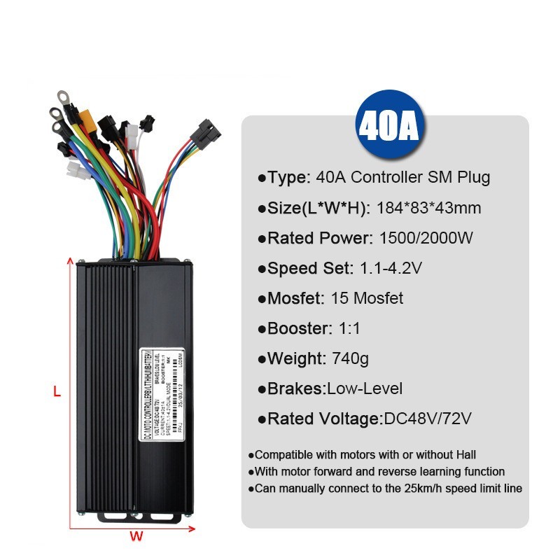 Three model Controller E-bike&E-trikes 40A 48V/52V/60V/72V 1000-2000W Sine-wave