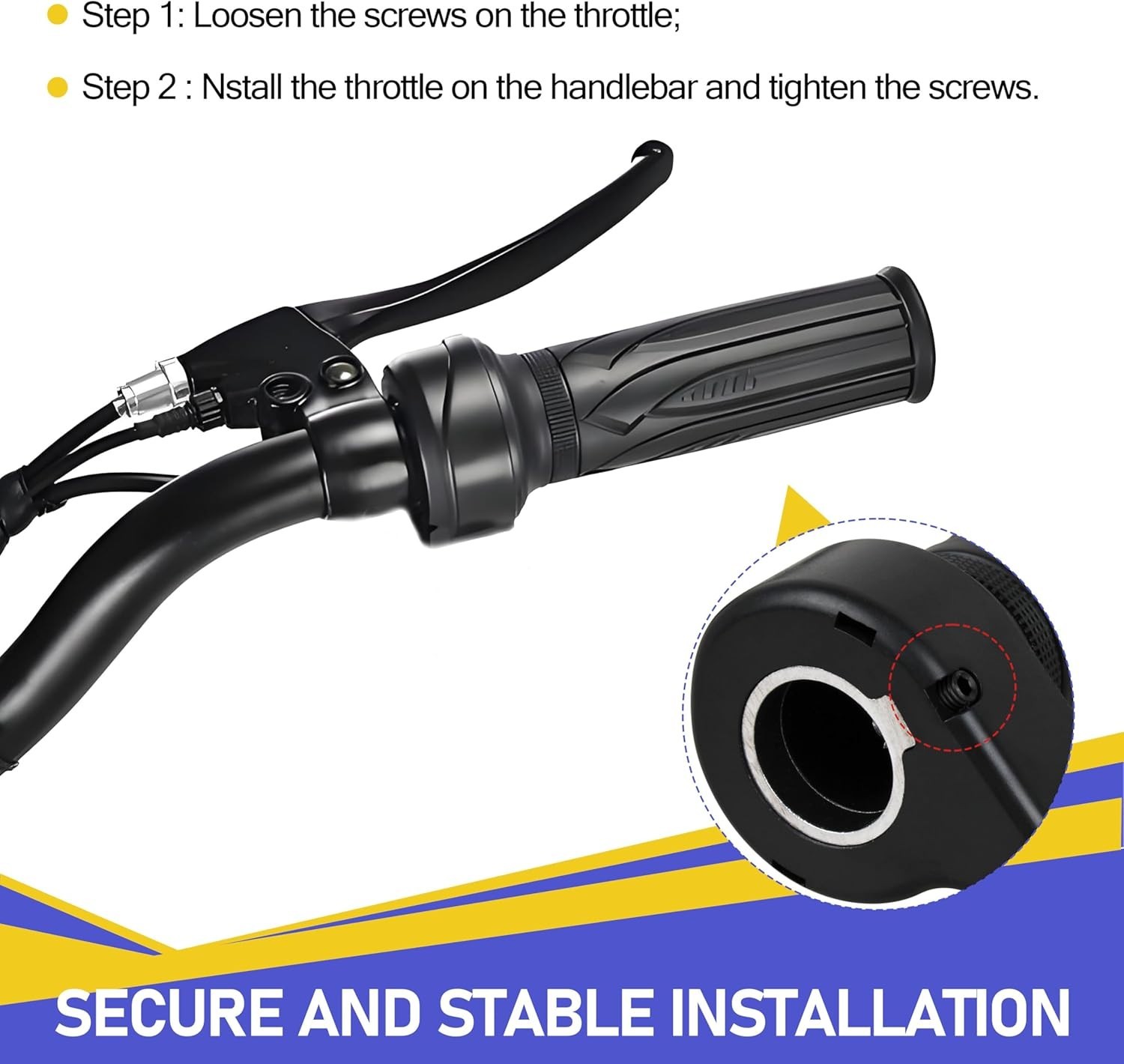 20X 3 Pin Full Twist Ebike Throttle, Universal 12V-72V 3 Pin Waterproof Male …
