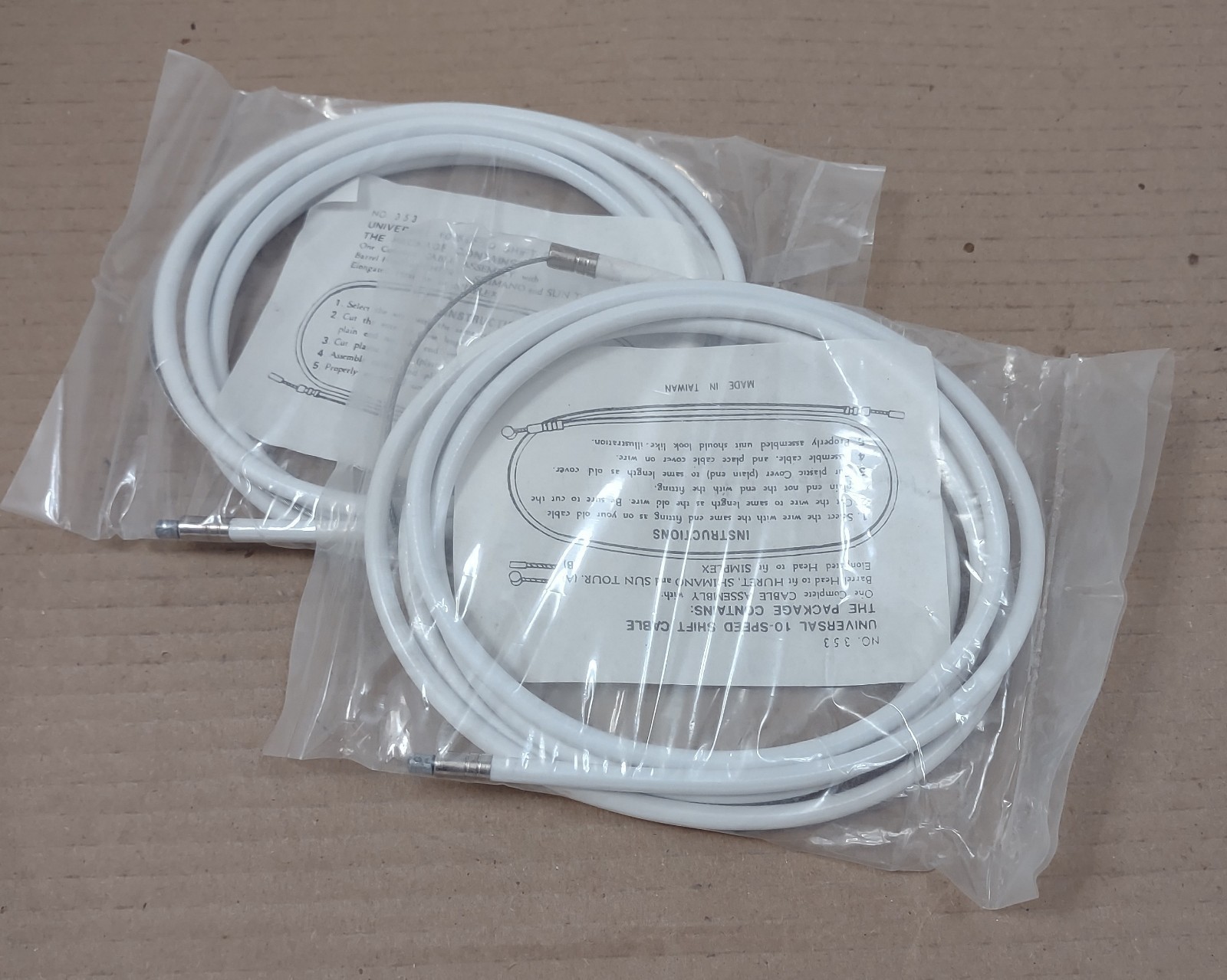 New VIntage Bike Shift Cable Cables Pair White