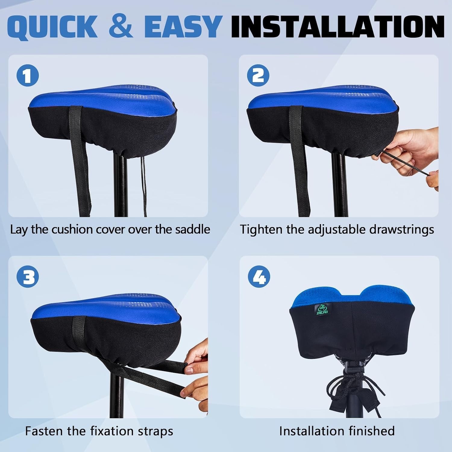 Bike Seat Cushion Padded Gel Cover for Bicycle Saddle