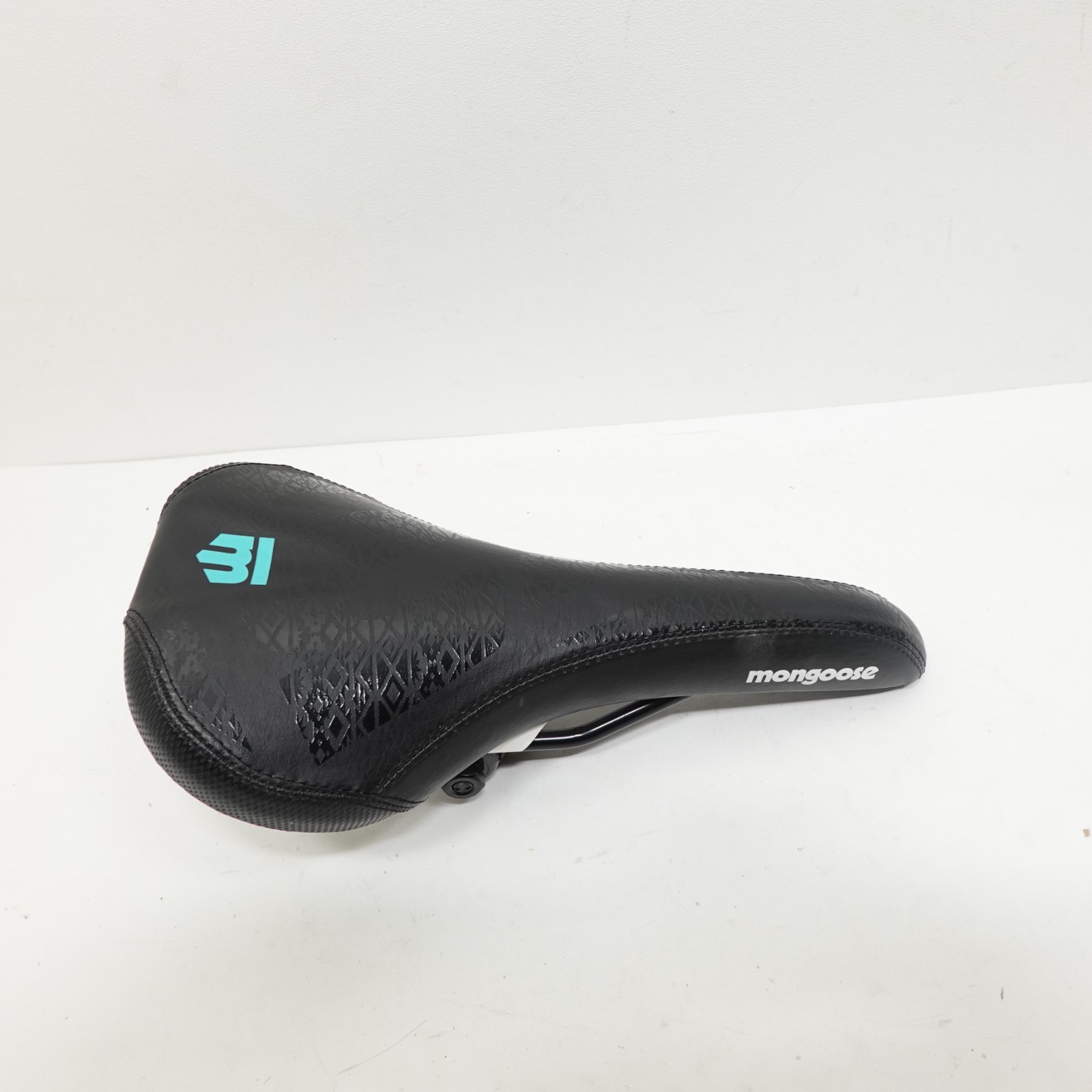 Mongoose Cionlli Black & Teal Logo Padded Youth BMX Mountain Bike Saddle Seat