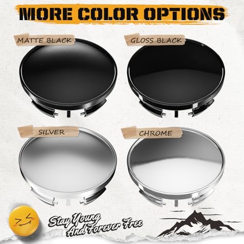 2.5Inch 63MM Wheel Center Caps for Dodge Outer 63MM , Inner 56MM Matte Black