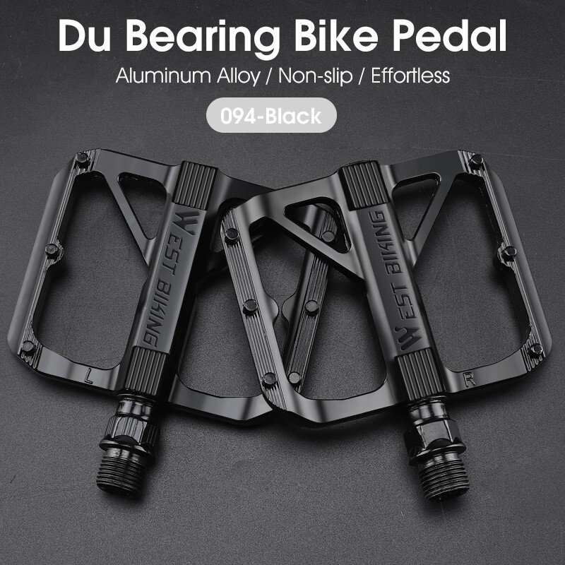 WEST BIKING Bicycle Flat Pedals Ultralight Aluminum DU Bearing MTB Bike Pedals