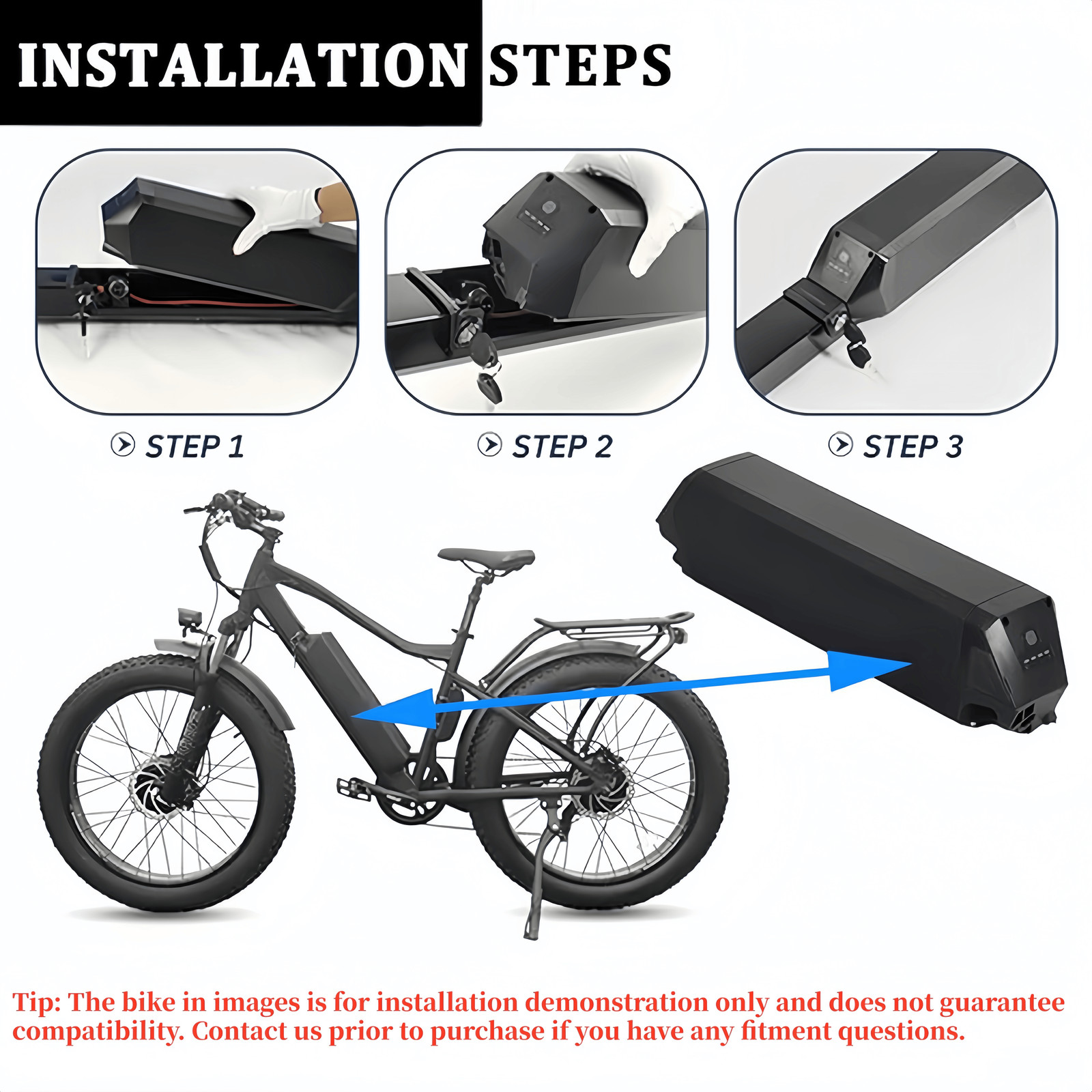 48v 25ah Electric Bike Replacement Battery Down Tube Lithium Battery For E-bike