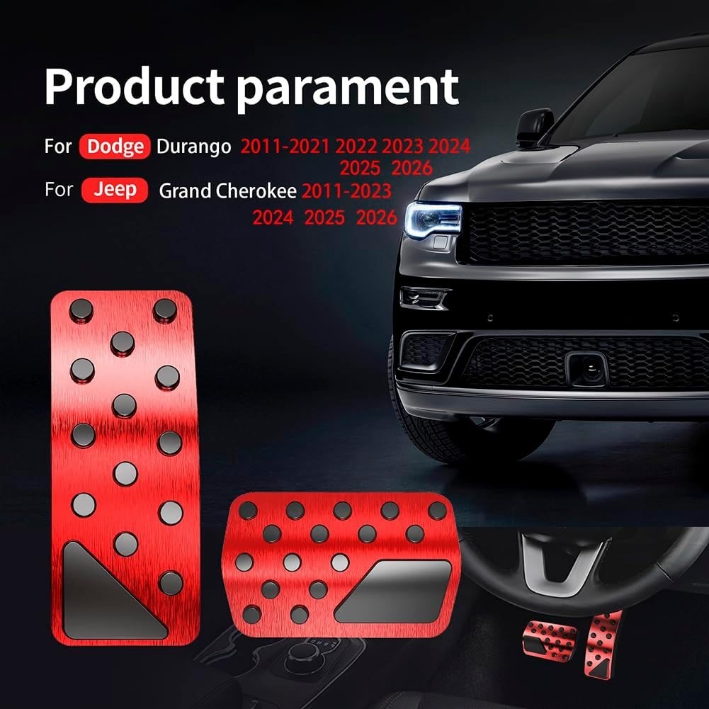 Car Pedal Cover for Jeep Grand Cherokee Dodge Durango Aluminum Alloy No Drilling