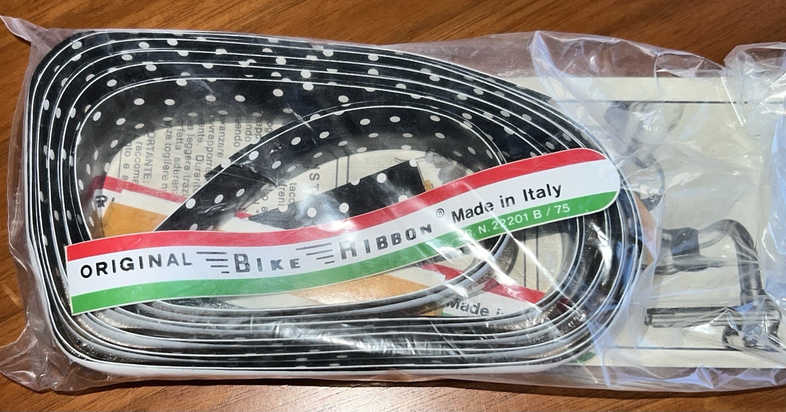 NEW/NOS Vintage Ambrosio Bike Ribbon Handlebar Tape – Black/White Polka Dot