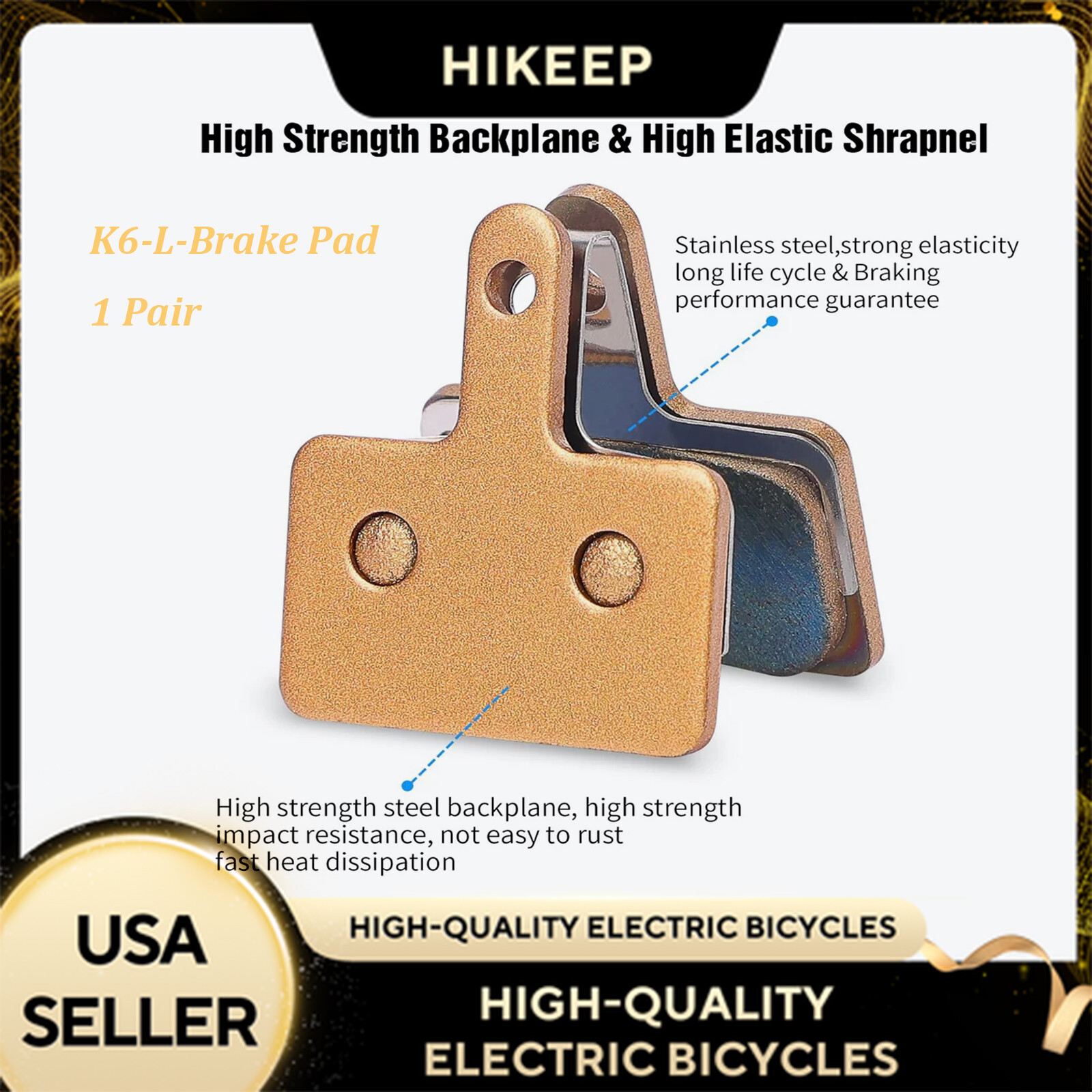1Pair Brake Pad with Metal for Hikeep K6-L e bike Disc Brake Pad in USA