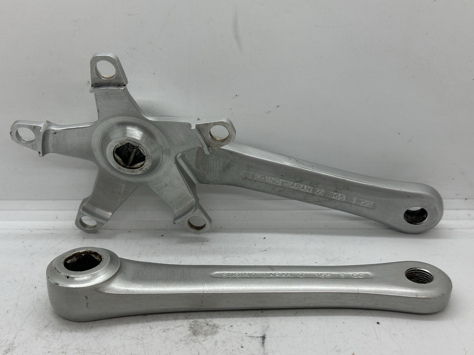 Vintage Shimano RT Crankset 165mm Square Taper Japan Silver