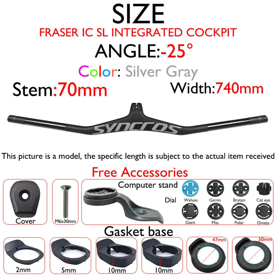 Carbon Fiber MTB Bicycle Integrated Handlebar with Stem Angle -8/-17/-25 Degree