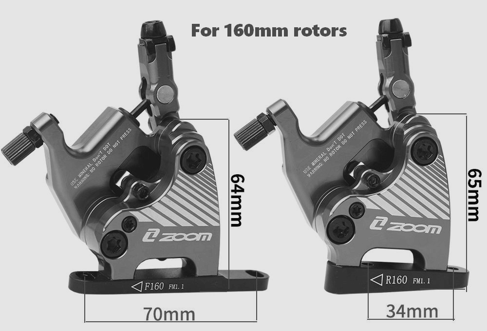 ZOOM HB110 Semi Hydraulic Flat Mount Disc Brake Caliper Set for Road Bike CX