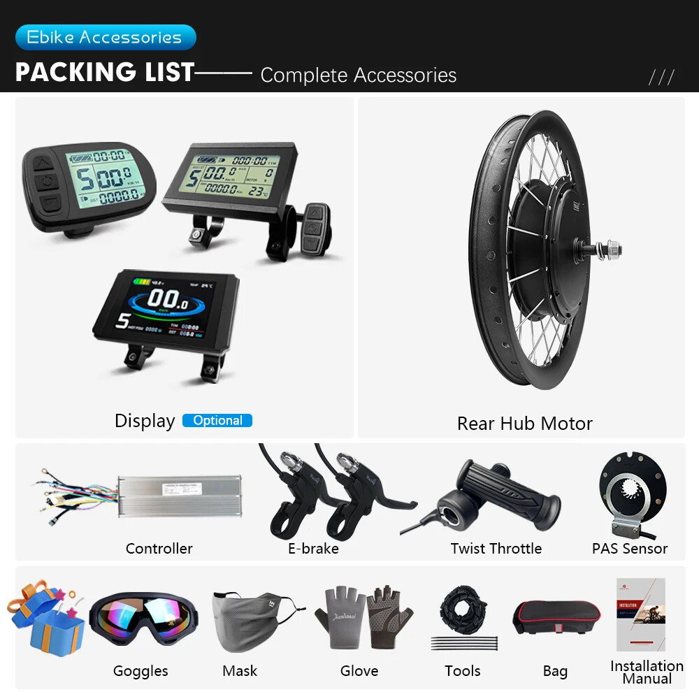 Mountain Electric Bike 72V 3000W Brushless Rear Hub Motor Wheel 20-29Inch 700C