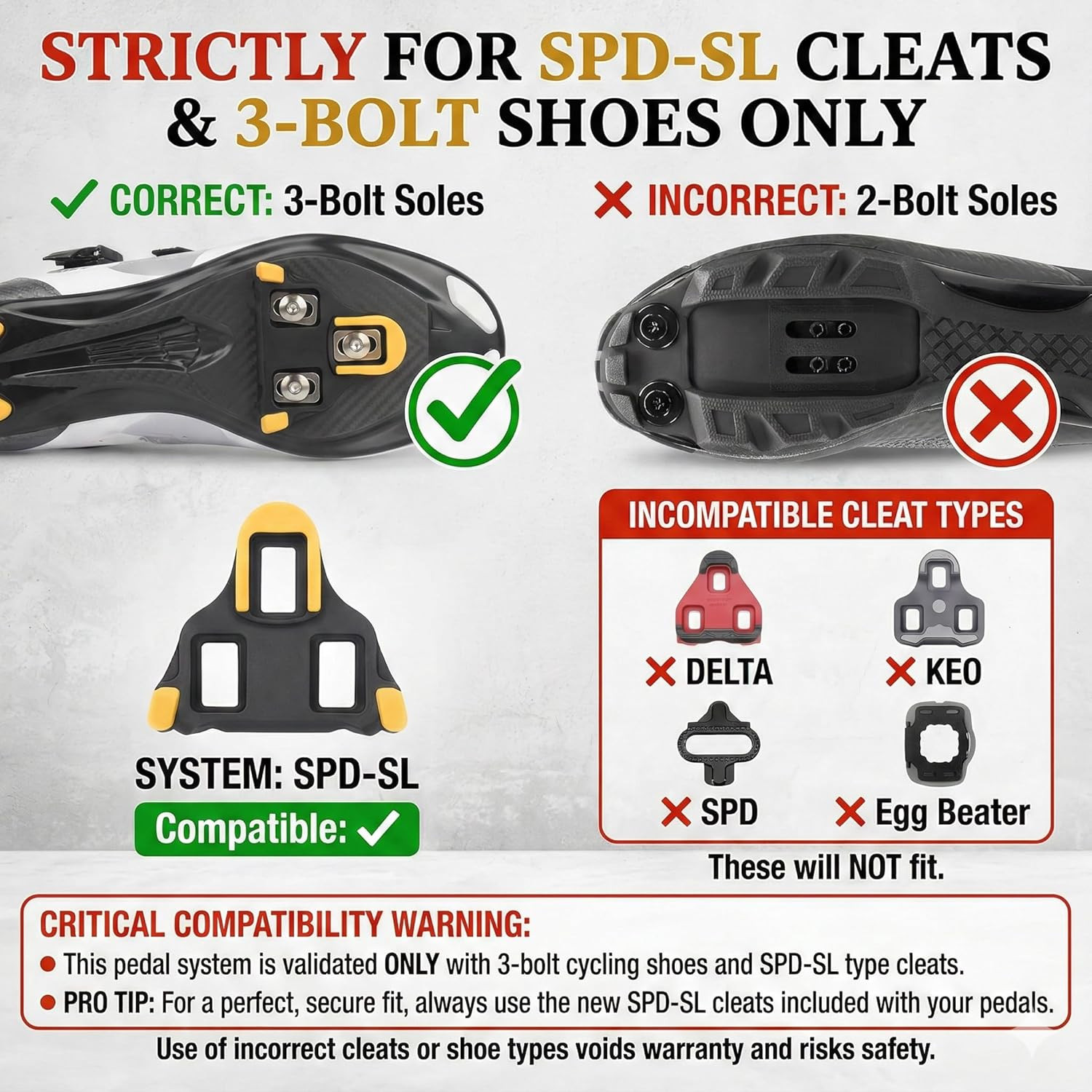 SPD-SL Compatible Road Bike Pedals–Only 90G Ultralight Clipless Pedals (180G/Pai