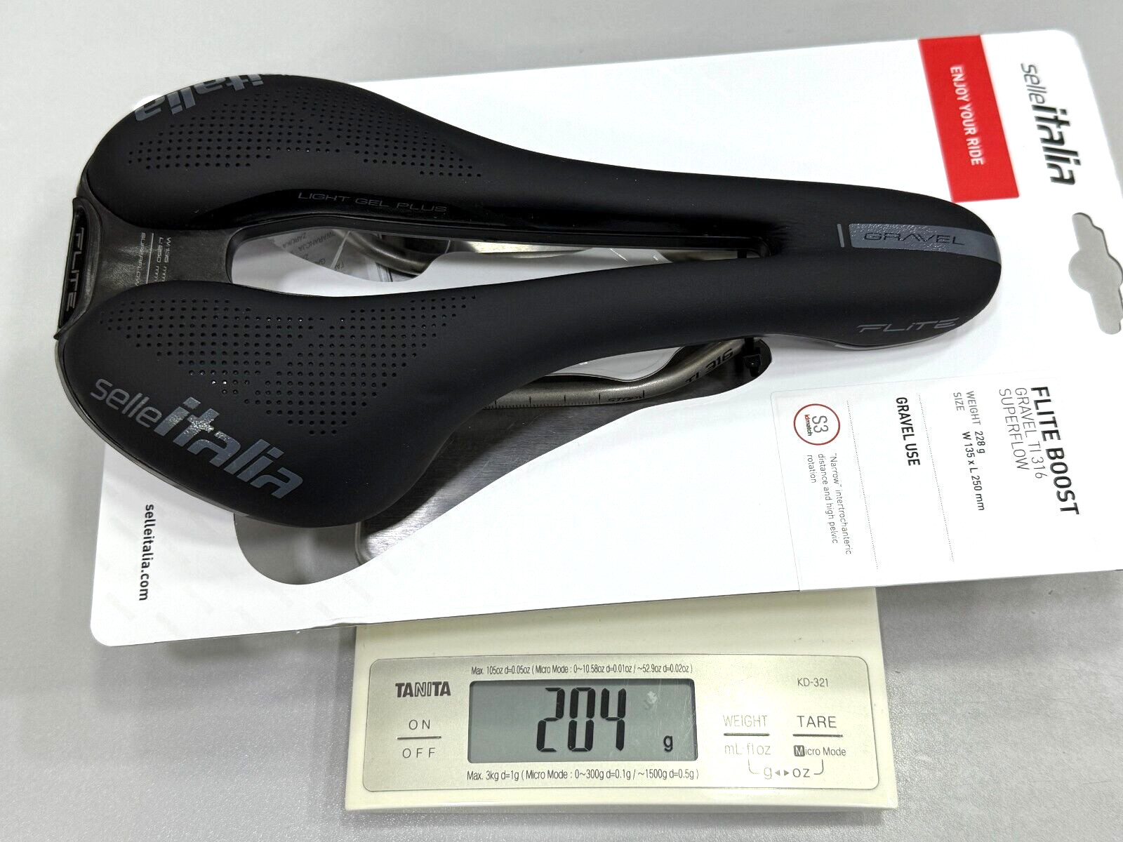 Selle Italia Flite Boost Gravel Ti316 Superflow S3 135x250mm Saddle Black