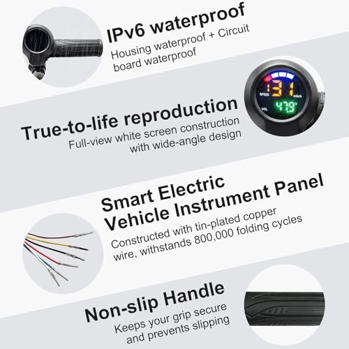Ebike Throttle with 6 Pin Connector & Round Color LCD Display Speed/Battery 48V