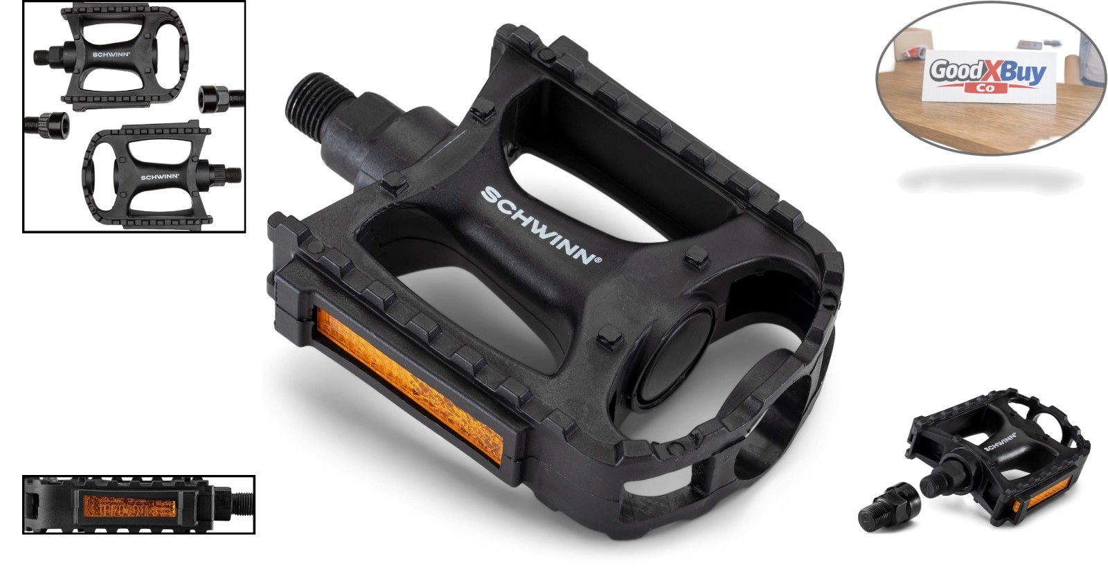 Basic Composite Bike Pedals Set of 2 with Reflectors Lightweight for Most Bik…