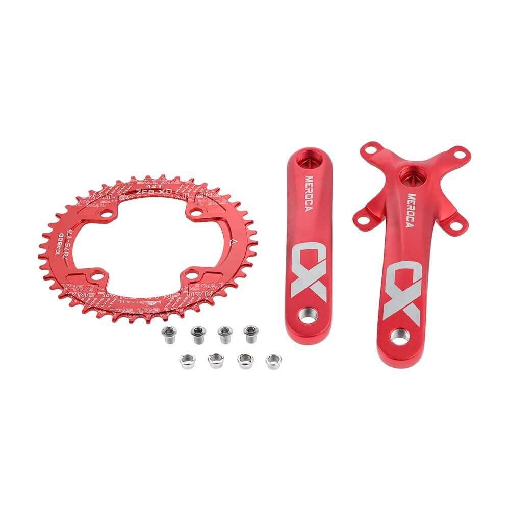 42T MTB Bicycle Crankset Bottom Bracket Aluminum Alloy 104BCD Chainring Red