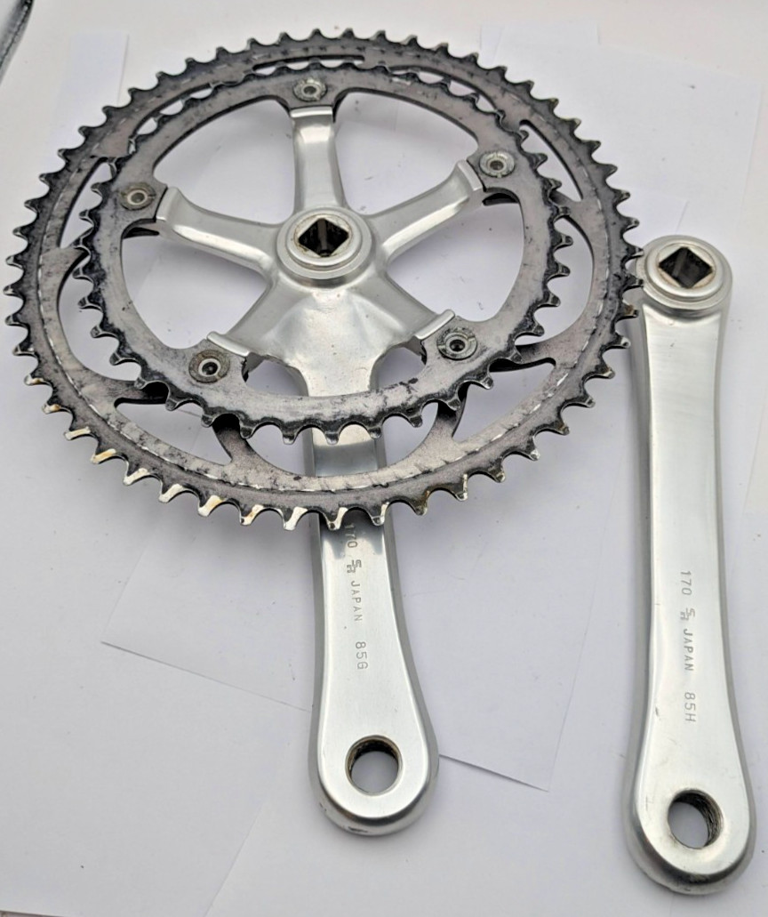 SR SAKAE FX FORGED CRANKSET 170MM 40T 52T SILVER ALUMINUM DOUBLE JAPAN