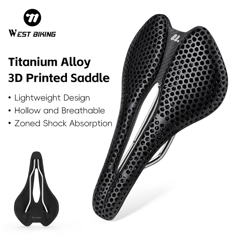 WEST BIKING 3D Printed Bicycle Saddle Hollow Titanium Seat Bow Bike Saddle