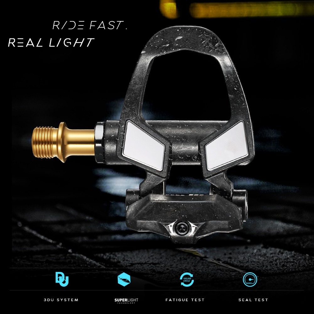 RYET Carbon Road Bike Pedals 198g Titanium Spindle DU Bearings 6° Float SPD