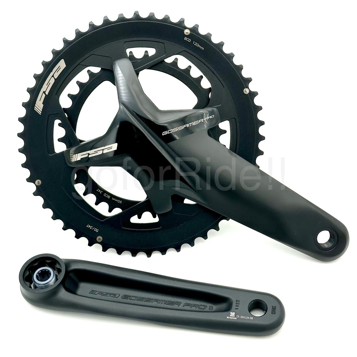 Full Speed Ahead Gossamer Pro BB386EVO Bike Crankset – 170mm 11/12-Speed 50/34t
