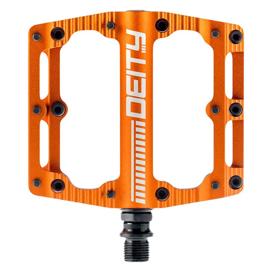 Deity Black Kat Platform Pedals Body: Aluminum Spindle: Cr-Mo 9/16″ Orange Pair