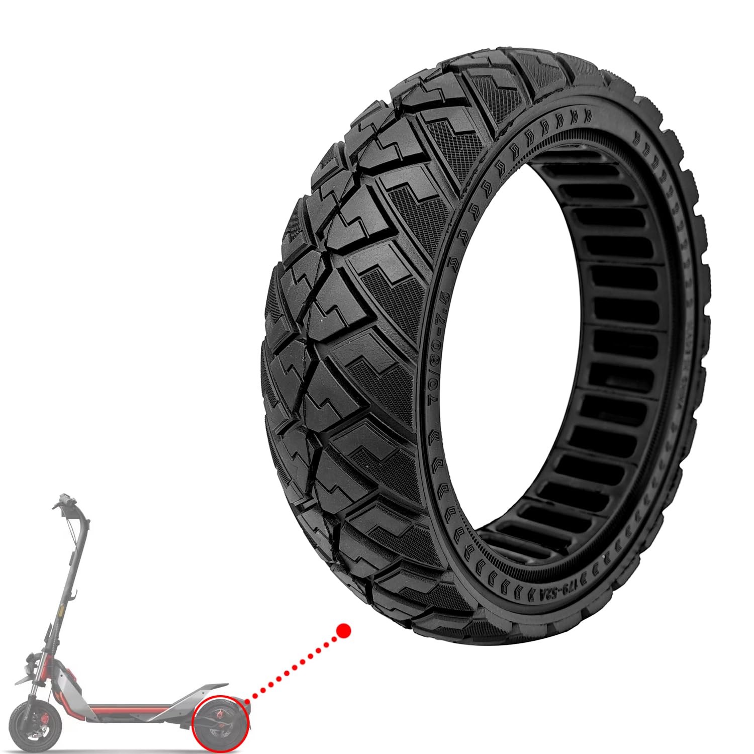 Solid Tire for Ninebot Segway ZT3 Pro Electric Scooter, Replacement OffRoad Tire