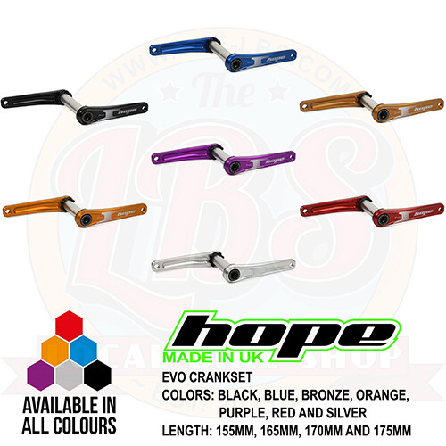 Hope EVO Crankset Crank Arms 30mm Axle w/ Tools – All Options and Colors – New