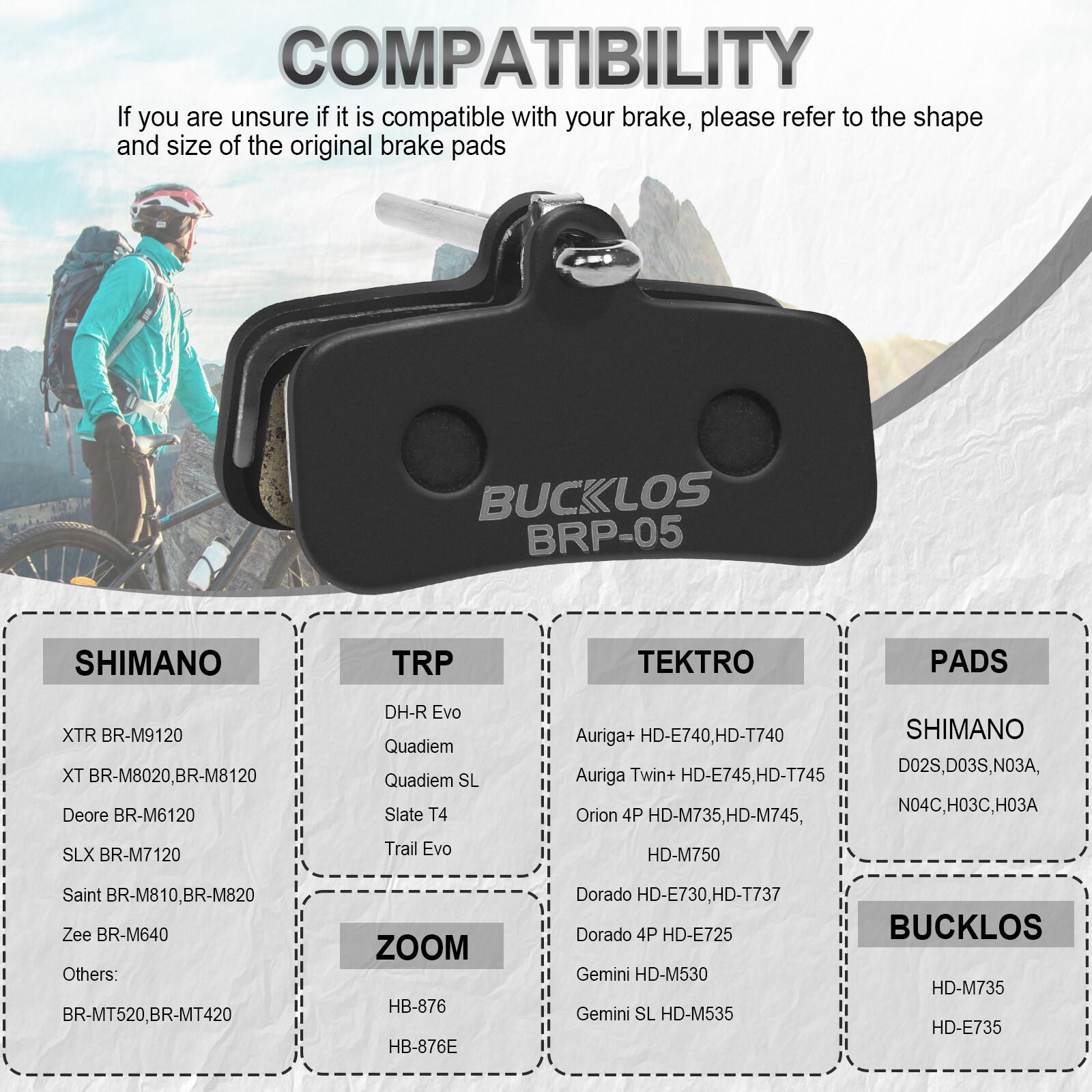 2 Pair Resin Brake Pads for 4 Piston Bike Tektro Q10YS Shimano XTR/XT Deore TRP