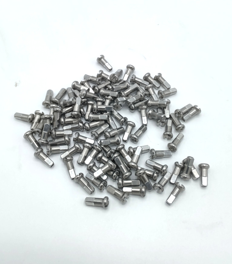 DT Swiss 12mm Standard Alloy Nipples 14g (2.0mm) – Silver – 100 pieces – $10.99